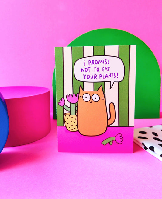 Eat Your Plants Cat Greetings Card